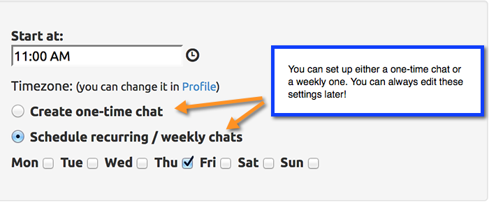 set up a one-time chat